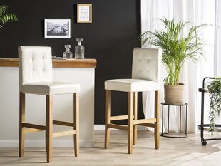 2-ių baro kėdžių komplektas Beliani Madison, baltas/rudas kaina ir informacija | Virtuvės ir valgomojo kėdės | pigu.lt