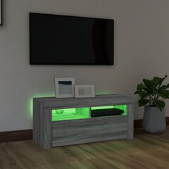 Televizoriaus spintelė su LED vidaXL, Apdirbta mediena, 90x35x40cm, pilka ąžuolo spalva kaina ir informacija | TV staliukai | pigu.lt