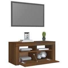 Televizoriaus spintelė su LED vidaXL, Apdirbta mediena, 90x35x40cm, ruda ąžuolo spalva kaina ir informacija | TV staliukai | pigu.lt