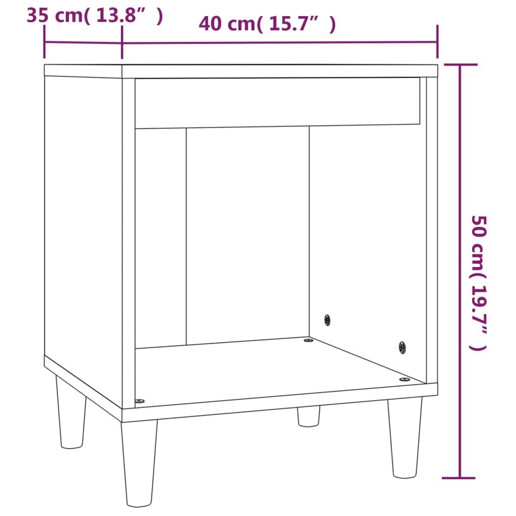 Naktinės spintelės vidaXL, Apdirbta mediena, 2vnt., 40x35x50cm, betono pilka kaina ir informacija | Spintelės prie lovos | pigu.lt