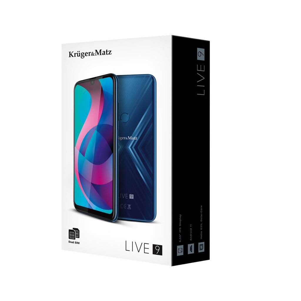 Kruger & Matz Live 9 (KM0497-BL), Dual SIM, 4/64GB, Blue kaina ir informacija | Mobilieji telefonai | pigu.lt