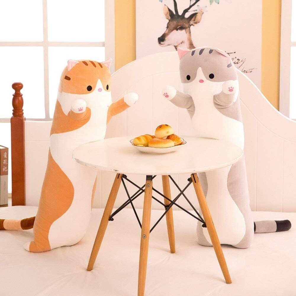 Pliušinis žaislas katinas pilkas, 130 cm kaina ir informacija | Minkšti (pliušiniai) žaislai | pigu.lt