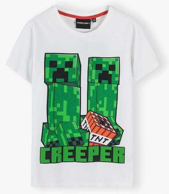 Minecraft TNT medvilniniai marškinėliai, balti цена и информация | Marškinėliai berniukams | pigu.lt