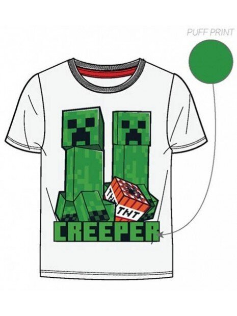 Minecraft TNT medvilniniai marškinėliai, balti kaina ir informacija | Marškinėliai berniukams | pigu.lt