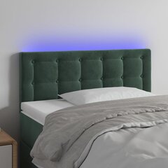 Galvūgalis su LED, Aksomas, 80x5x78/88cm, tamsiai žalia цена и информация | Кровати | pigu.lt