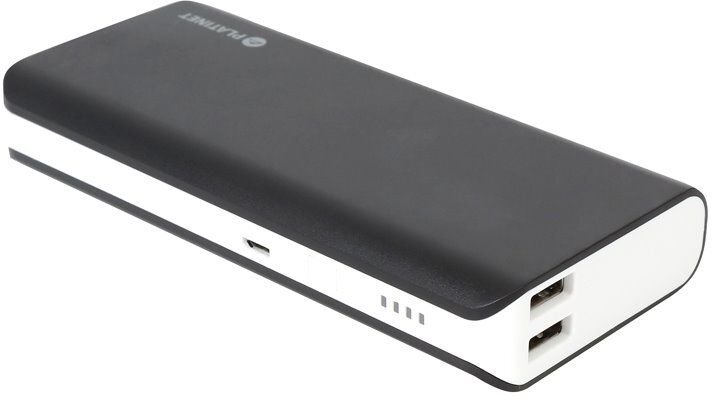 Nešiojama išorinė baterija Platinet 10000mAh, skirta įrenginiams 2 x USB, juodos spalvos kaina ir informacija | Atsarginiai maitinimo šaltiniai (power bank) | pigu.lt