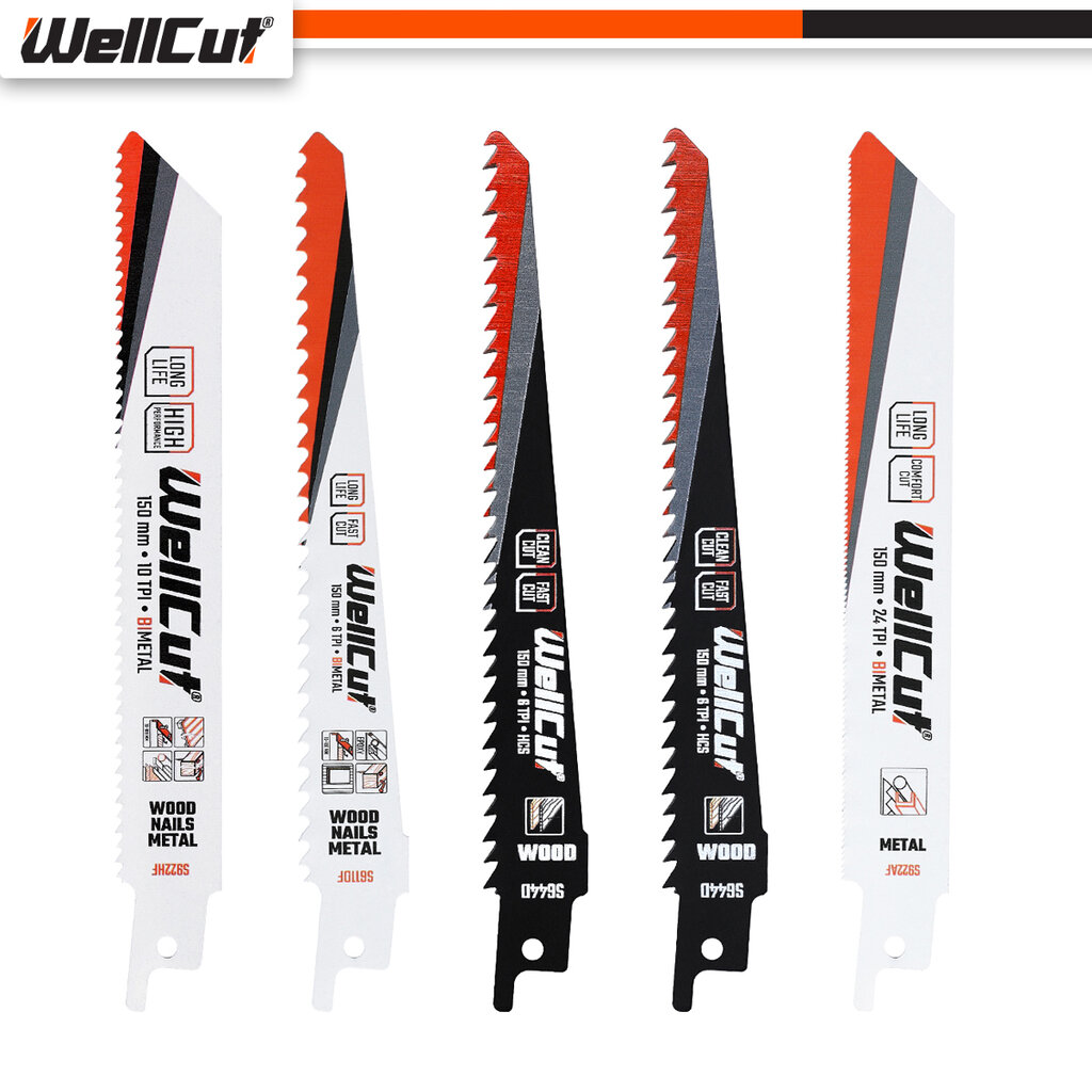 Tiesinio pjūklo geležtės WellCut® WC-RB5 kaina ir informacija | Mechaniniai įrankiai | pigu.lt