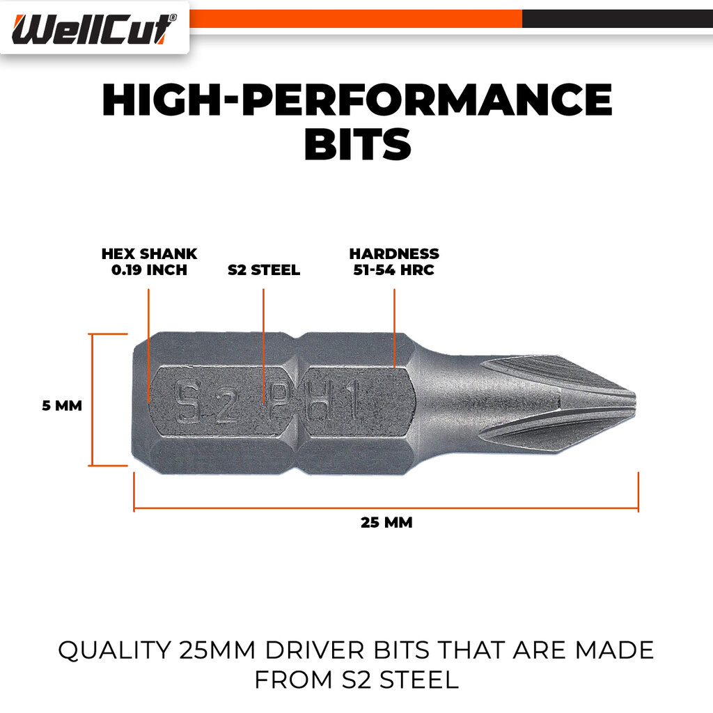 Atsuktuvų ir antgalių komplektas 114 vnt. UK BRAND, WellCut® WC-SDB114S kaina ir informacija | Mechaniniai įrankiai | pigu.lt