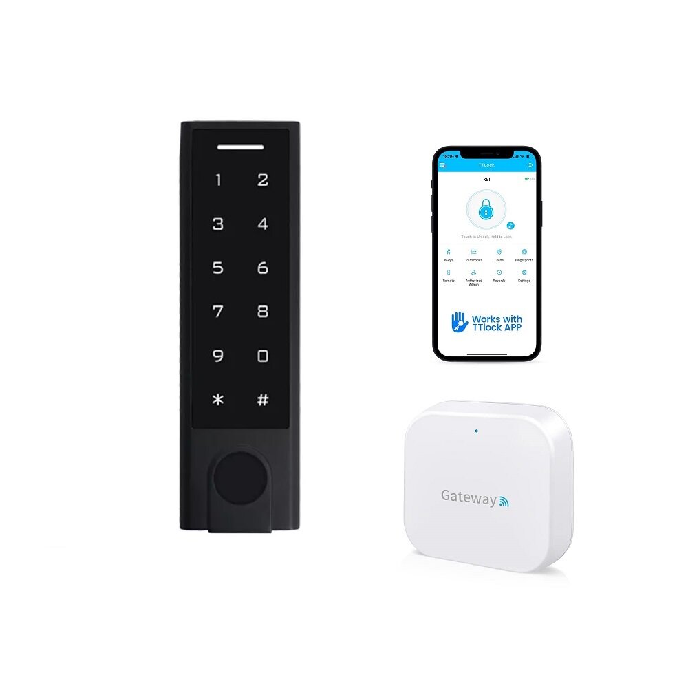 Praėjimo kontrolės klaviatūra IP66 Bluetooth TTLock juoda su WiFi valdikliu komplektas цена и информация | Apsaugos sistemos, valdikliai | pigu.lt