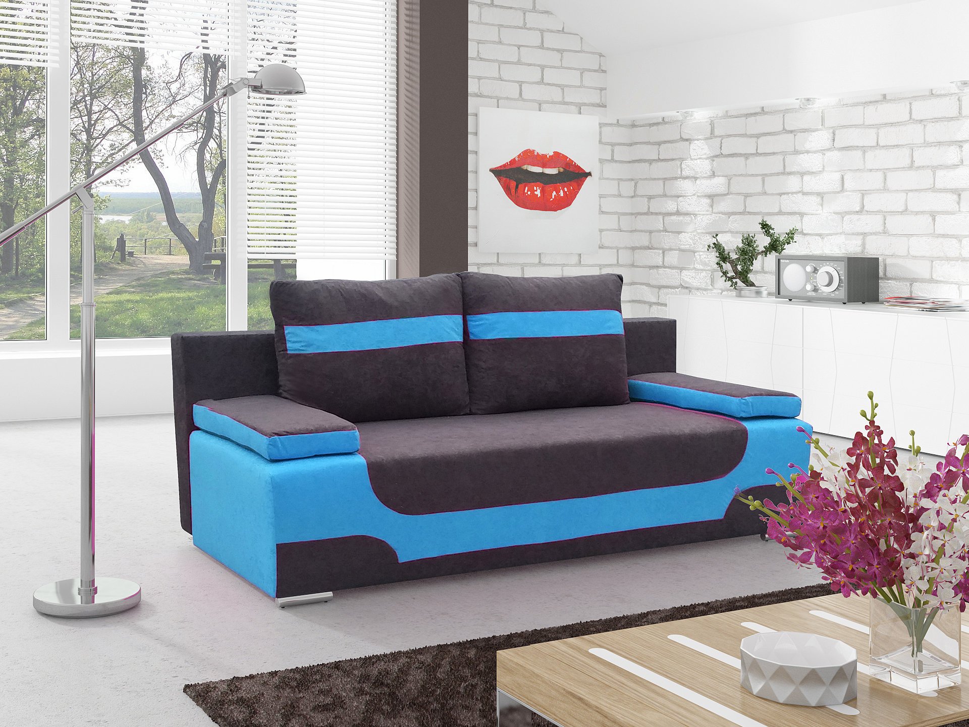 Sofa NORE Area, mėlyna/juoda