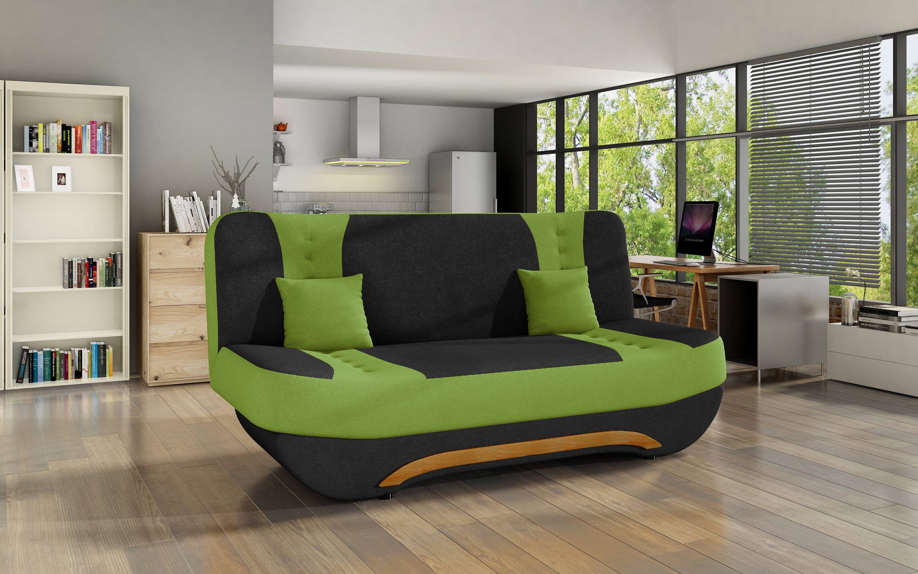Sofa NORE Ewa II, žalia/juoda