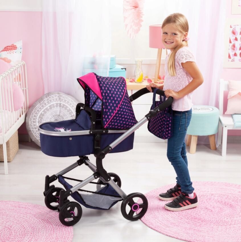 Lėlės vežimėlis Bayer Combi, pilkas/rožinis 18454 kaina ir informacija | Žaislai mergaitėms | pigu.lt