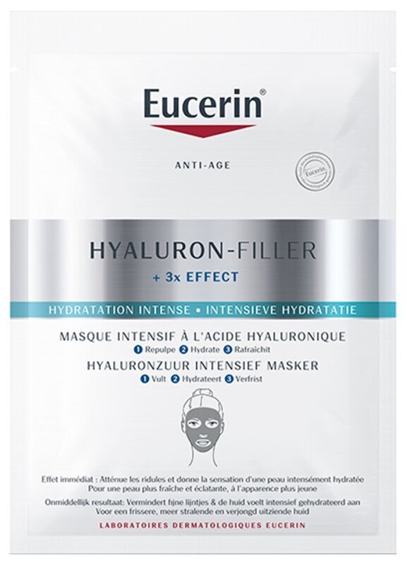 Intensyviai drėkinanti lakštinė veido kaukė Eucerin Hyaluron-Filler + 3x Effect kaina ir informacija | Veido kaukės, paakių kaukės | pigu.lt