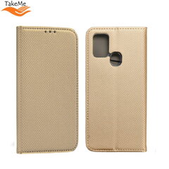 Чехол-книжка TakeMe, с магнетической фиксацией без клипсы, Samsung Galaxy Xcover 6 Pro G736U, золотистый цена и информация | Чехлы для телефонов | pigu.lt