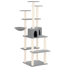 Draskyklė katėms su stovais iš sizalio vidaXL, šviesiai pilka, 167 cm kaina ir informacija | Draskyklės | pigu.lt