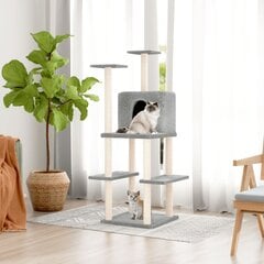 Draskyklė katėms su stovais iš sizalio vidaXL, 144,5cm, pilka kaina ir informacija | Draskyklės | pigu.lt