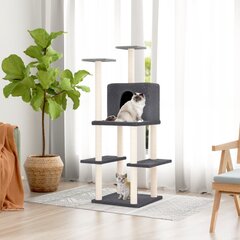 Draskyklė katėms su stovais iš sizalio vidaXL, 144,5cm, pilka kaina ir informacija | Draskyklės | pigu.lt