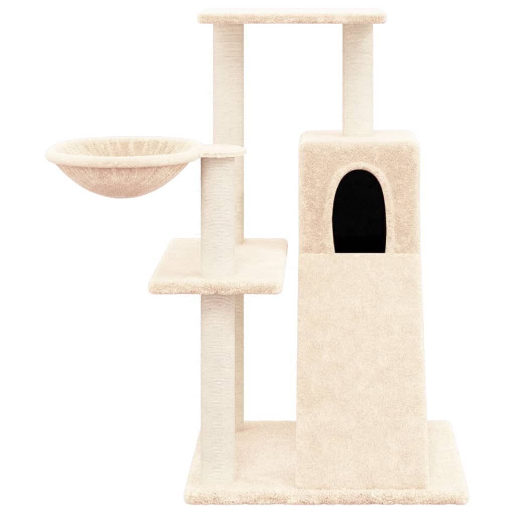 Draskyklė katėms su stovais iš sizalio vidaXL, kreminės spalvos, 82 cm kaina ir informacija | Draskyklės | pigu.lt
