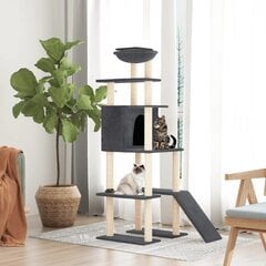 Draskyklė katėms su stovais iš sizalio vidaXL, tamsiai pilka, 166 cm kaina ir informacija | Draskyklės | pigu.lt
