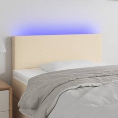 Galvūgalis su LED, Audinys, 100x5x78/88cm, kreminė spalva цена и информация | Кровати | pigu.lt