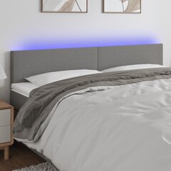 Galvūgalis su LED, Audinys, 160x5x78/88cm, tamsiai pilka цена и информация | Кровати | pigu.lt