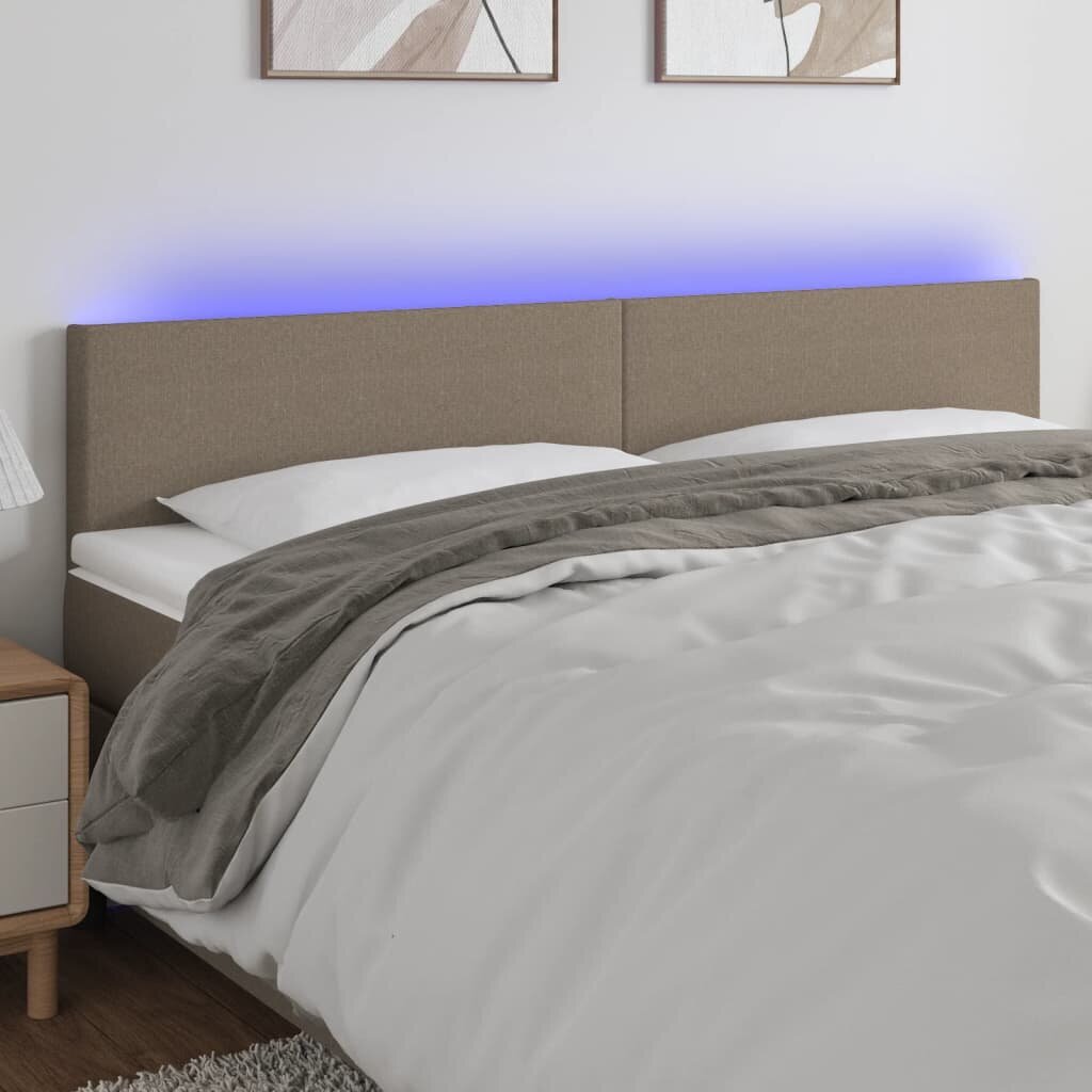 Galvūgalis su LED, Audinys, 160x5x78/88cm, taupe spalva kaina ir informacija | Lovos | pigu.lt