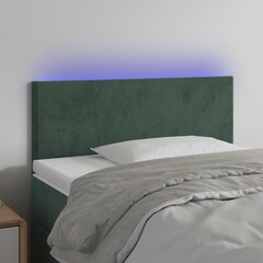 Galvūgalis su LED, Aksomas, 90x5x78/88cm, tamsiai žalia цена и информация | Кровати | pigu.lt