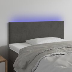 Galvūgalis su LED, Aksomas, 100x5x78/88cm, tamsiai pilka цена и информация | Кровати | pigu.lt