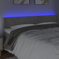 Galvūgalis su LED vidaXL, Aksomas, 180x5x78/88cm, šviesiai pilka kaina ir informacija | Lovos | pigu.lt