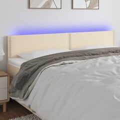 Galvūgalis su LED, Audinys, 180x5x78/88cm, kreminė spalva цена и информация | Кровати | pigu.lt