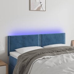 Galvūgalis su LED, Aksomas, 144x5x78/88cm, tamsiai mėlyna цена и информация | Кровати | pigu.lt