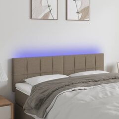 Galvūgalis su LED, Audinys, 144x5x78/88cm, taupe spalva kaina ir informacija | Lovos | pigu.lt