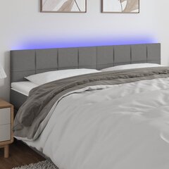 Galvūgalis su LED, Audinys, 160x5x78/88cm, tamsiai pilka kaina ir informacija | Lovos | pigu.lt