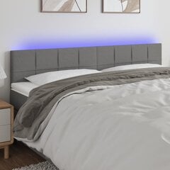 Galvūgalis su LED, Audinys, 180x5x78/88cm, tamsiai pilka kaina ir informacija | Lovos | pigu.lt