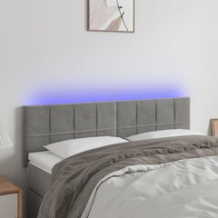 Galvūgalis su led, šviesiai pilkas, 144x5x78/88cm, aksomas цена и информация | Кровати | pigu.lt