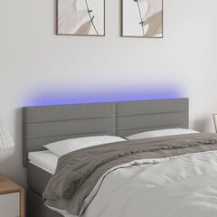 Galvūgalis su LED, Audinys, 144x5x78/88cm, tamsiai pilka цена и информация | Кровати | pigu.lt