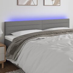 Galvūgalis su LED, Audinys, 180x5x78/88cm, tamsiai pilka kaina ir informacija | Lovos | pigu.lt