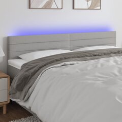 Galvūgalis su LED, Audinys, 200x5x78/88cm, šviesiai pilka цена и информация | Кровати | pigu.lt