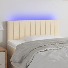 Galvūgalis su LED, Audinys, 100x5x78/88cm, kreminė spalva цена и информация | Кровати | pigu.lt