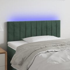 Galvūgalis su LED, Aksomas, 100x5x78/88cm, tamsiai žalia цена и информация | Кровати | pigu.lt