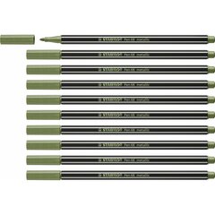Фетр Stabilo Pen 68 metallic Leaf Зеленый 10 штук цена и информация | Принадлежности для рисования, лепки | pigu.lt