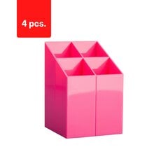 Карандашница ICO, 4 секции, розовая, 4 шт. цена и информация | Kanceliarinės prekės | pigu.lt