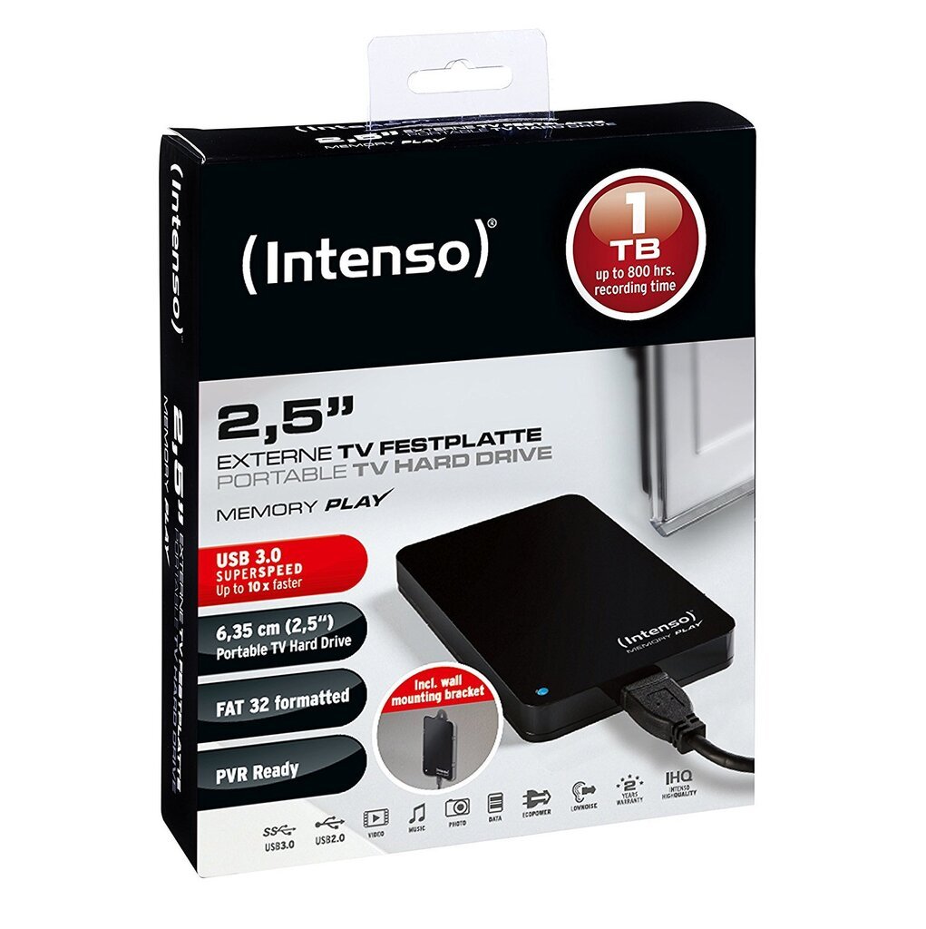 Intenso Memory Play 2.5'' 1TB USB 3.0 kaina ir informacija | Išoriniai kietieji diskai (SSD, HDD) | pigu.lt