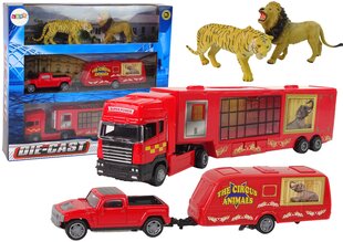 Žaislinis cirko gyvūnų pervežimo sunkvežimis su automobiliu Lean Toys kaina ir informacija | Žaislai berniukams | pigu.lt