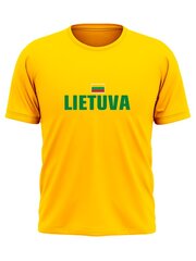 Unisex marškinėliai geltoni su Lietuvos vėliavėle centre kaina ir informacija | Lietuviška sirgalių atributika | pigu.lt