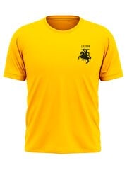 Unisex marškinėliai geltoni su juodu Vyčiu ir vėliavėle ant nugaros kaina ir informacija | Lietuviška sirgalių atributika | pigu.lt