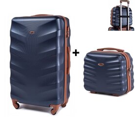 Средний чемодан Wings BS402 M + дорожный кейс, синий цена и информация | Чемоданы, дорожные сумки | pigu.lt