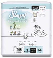 Подгузники для новорожденных Sleepy, Bio Natural, 2-5 кг., 64 штуки цена и информация | Подгузники | pigu.lt