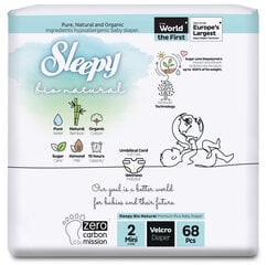 Sauskelnės Sleepy, Bio Natural, 3-6 kg., 68 vnt. kaina ir informacija | Sauskelnės | pigu.lt