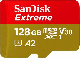 Sandisk Extreme 128GB MicroSD цена и информация | Карты памяти для фотоаппаратов, камер | pigu.lt